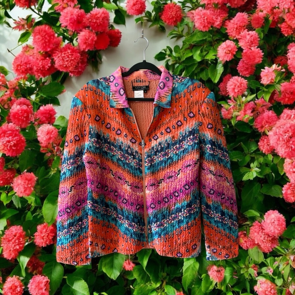 NWT City Girl - Nancy Bolen Vibrant Multicolour Reversible Jacket - Picture 6 of 14